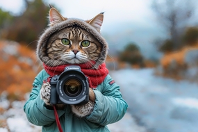 可爱喵星人手持照相机图片